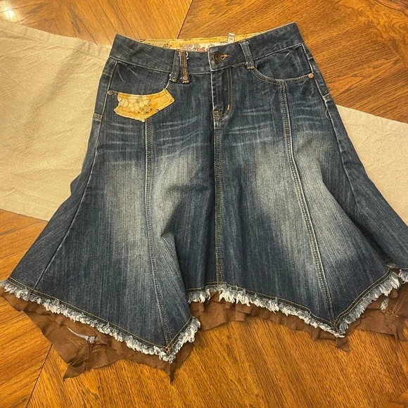 ZRS JEANS Y2K DENIM, PATCHED AND LAYERED SKIRT M - Picture 2 of 7